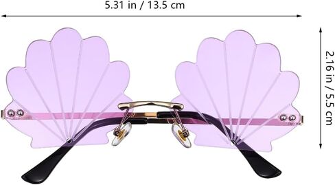 Veemoon 2Pcs Fashion Seashell Sunglasses Beach Party Shell Glasses Nautical Eyeglasses Decorative Coastal Sunglasses Frameless Eyeglasses for Girls Women Photo Props Beach Pool Party, Pink + Blue in Saudi Arabia