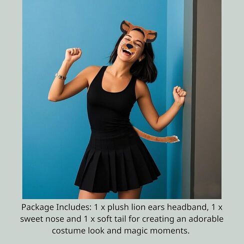 Kirei Sui 3-Piece Lion King Costume Animal Ears Headband Halloween Dress Up Accessories Cosplay for Adults in Saudi Arabia