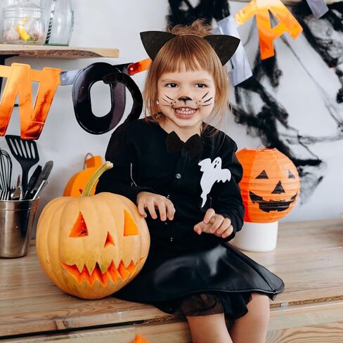 3-Piece Black Cat Ears and Tail Costume Accessory Set - Cat Ears Headband, Bowtie, and Long Tail for Halloween, Cosplay, Dress-Up Parties, and Animal-Themed Events in Kuwait