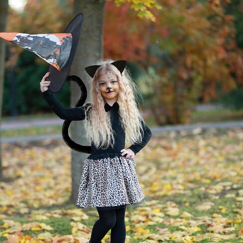 3-Piece Black Cat Ears and Tail Costume Accessory Set - Cat Ears Headband, Bowtie, and Long Tail for Halloween, Cosplay, Dress-Up Parties, and Animal-Themed Events in Kuwait