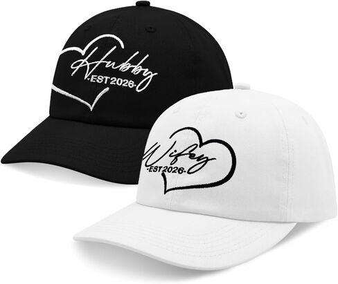 Embroidered Hubby Wifey EST 2026 Hat Set for Women Men Wedding Gifts for Couples His and Hers Honeymoon Engagement Gift in Saudi Arabia