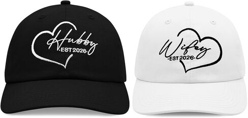Embroidered Hubby Wifey EST 2026 Hat Set for Women Men Wedding Gifts for Couples His and Hers Honeymoon Engagement Gift in Saudi Arabia