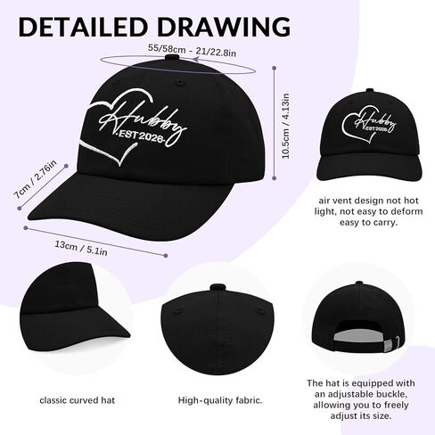 Embroidered Hubby Wifey EST 2026 Hat Set for Women Men Wedding Gifts for Couples His and Hers Honeymoon Engagement Gift in Saudi Arabia