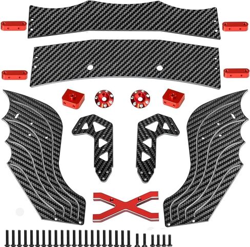 Adjustable Carbon Fiber Rear Wing Mount Set for 1/7 Arrma 6s Limitless F1 Upgrades Parts (Black) in Kuwait