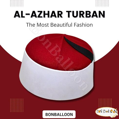bonballoon Egyptian Cap Hat Imam Turban Sheikh Shaykh Azhar Alazhar Islamic Prayer Muslim Islam Mens Egypt Eid Kufi Koofi Kofi Top Topi Design Fabric Head Men Headwear Worship, See Pictures in Saudi Arabia