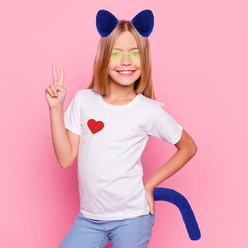 مجموعة إكسسوارات تنكرية للقطط الزرقاء مكونة من 7 قطع تشتمل على عصابة رأس ذات آذان كيتي منفوشة وذيل تنورة توتو زرقاء من التول وجوارب صفراء مع 7 ملصقات لباد لكتاب القصة وحفلات الهالوين التنكرية in Kuwait