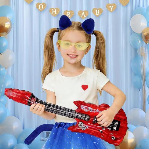 مجموعة إكسسوارات تنكرية للقطط الزرقاء مكونة من 7 قطع تشتمل على عصابة رأس ذات آذان كيتي منفوشة وذيل تنورة توتو زرقاء من التول وجوارب صفراء مع 7 ملصقات لباد لكتاب القصة وحفلات الهالوين التنكرية in Kuwait