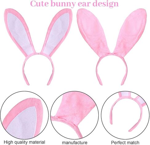 baotongle 4pcs Easter Bunny Costume Set for Women Rabbit Ear Headband Collar Bowtie Cuff Bunny Tail Tutu Skirt for Halloween Cosplay Party(4) in Kuwait