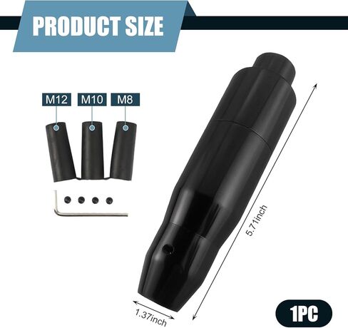 Car Automatic Shift Lever, 1.37" x 5.7" Aluminum Alloy Push Type Shifting Lever with 3 Adapter, Easy Grip Gear Shift Knob, Modified Decor Accessories for Automatic Transmission Cars (Black) in Kuwait