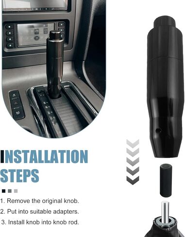 Car Automatic Shift Lever, 1.37" x 5.7" Aluminum Alloy Push Type Shifting Lever with 3 Adapter, Easy Grip Gear Shift Knob, Modified Decor Accessories for Automatic Transmission Cars (Black) in Kuwait