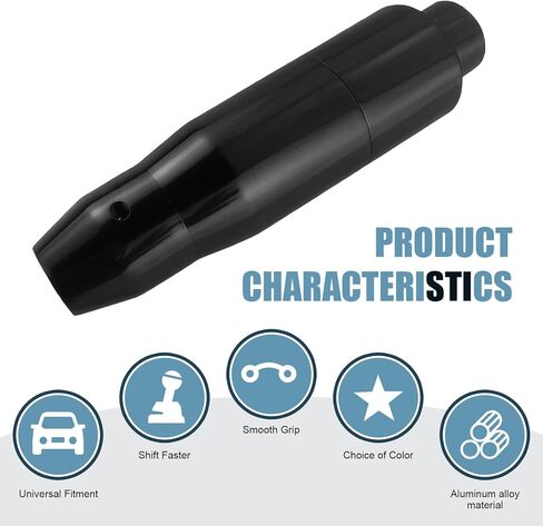 Car Automatic Shift Lever, 1.37" x 5.7" Aluminum Alloy Push Type Shifting Lever with 3 Adapter, Easy Grip Gear Shift Knob, Modified Decor Accessories for Automatic Transmission Cars (Black) in Kuwait
