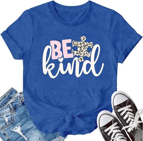 LBP Autism Awareness Shirt for Women Mental Health T-Shirt Be Kind Autism Tee Inspirational Tops in Saudi Arabia