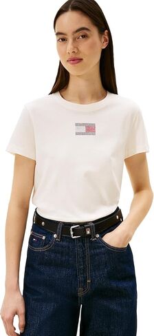 تي شيرت نسائي برسومات من Tommy Jeans مع تفاصيل علم حجر الراين in Kuwait