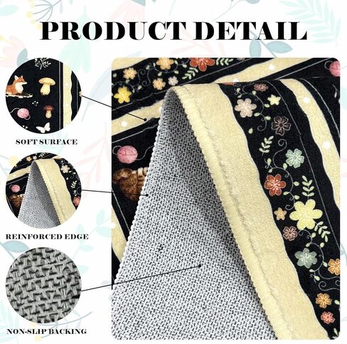 Door mat Indoor Entrance 2'x3' Cute Cat, Woodland Animal and Floral Design Machine Washable Area Rug Non-Slip Low Pile Throw Rugs for Entryway Kitchen Bedroom Bathroom Indoor Entrance Beige in Saudi Arabia