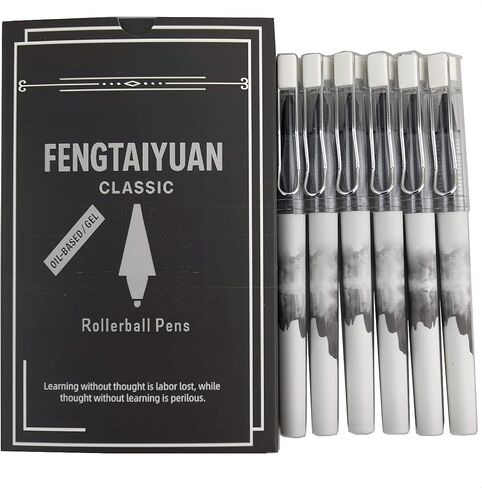 Fengtaiyuan LQB05P6 قلم الحبر السائل المستقيم - الحبر الأسود ، رأس رصاصة 0.5 ملم ، كتابة ناعمة ، 6 عدد (BlackLQB05P6) in Kuwait