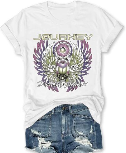 Journey T Shirts for Women Vintage Travel Shirt Funny Graphic Tees Short Sleeve Tops in Kuwait