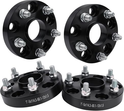 4Pcs 1 inch Hubcentric Wheel Spacers PCD 5x4.5 inch Center Bore 60.1mm with M12x1.5 Studs for Avalon/Camry/Highlander/ RAV4/ Sienna/Solara/Tacoma, ES250/ ES300/ GS300/ GS350, TC/XB in Saudi Arabia