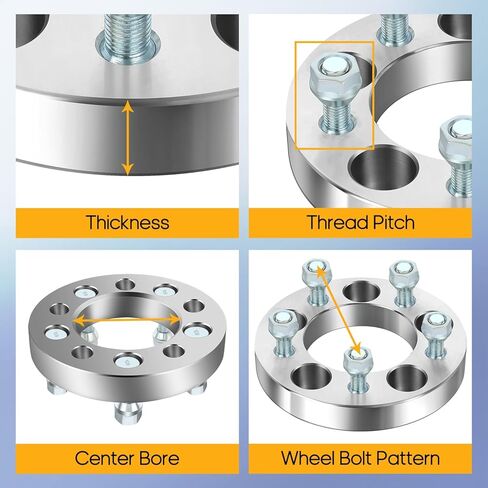 OCPTY 4 قطع 5x135 إلى 5x5 محولات فواصل العجلات 1.5 بوصة 14x2 ترصيع 87.1 مم محور تتحمل فواصل العجلات المزورة 5 العروة مناسبة لبلاكوود للرحلة الاستكشافية لـ F-150 لـ F-150 Heritage in Kuwait