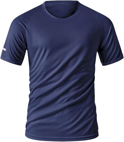 Short Sleeve Ice Silk T-Shirt for Men Crew Neck Quick Dry Athletic Running Shirts Summer Lightweight Comfy Tops in Saudi Arabia