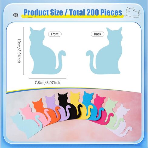 MixTeach 200 Pcs Paper Cat Cutouts Assorted Color Cat Shape Cut-Outs Colorful Cat Die Cut Classroom Decorations for DIY Craft Art Project Scrapbooking Home School Bulletin Board Decor Birthday Party in Saudi Arabia