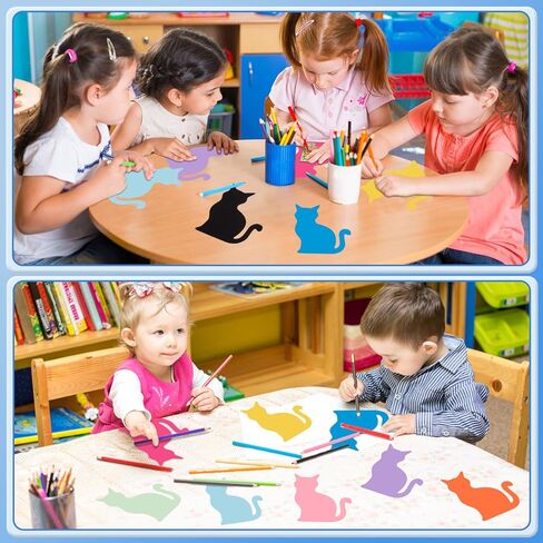 MixTeach 200 Pcs Paper Cat Cutouts Assorted Color Cat Shape Cut-Outs Colorful Cat Die Cut Classroom Decorations for DIY Craft Art Project Scrapbooking Home School Bulletin Board Decor Birthday Party in Saudi Arabia