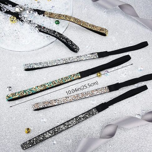 Syhood 6 Pieces Sparkly Elastic Headbands for Women Glitter Non-slip Felt Headband Rhinestone Women's Fabric Headband Hairband for Christmas Sports and Yoga Gift in Saudi Arabia