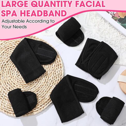 Tigeen 80 Pcs Spa Headband Facial Headbands Bulk Adjustable Hair Wraps for Women Girls Adult Skincare Makeup Shower Washing Face (Black) in Saudi Arabia