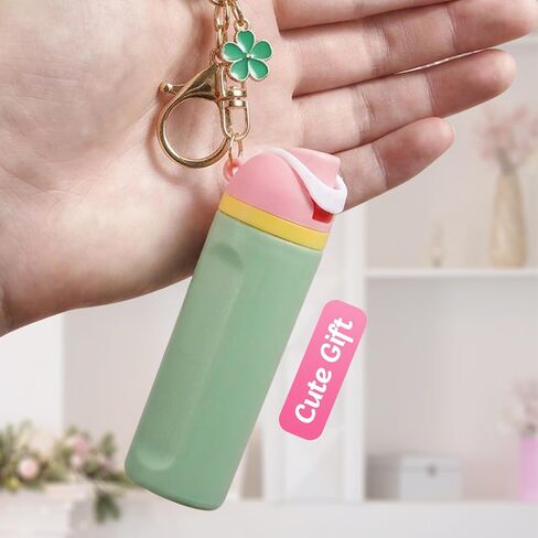 8 Pack Mini Tumbler Keychain Compatible with Owala Water Bottle, Mini Cup Keychain Chapstick Lip Balm Holder for Women Girls in Kuwait