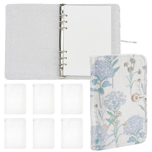 WEBEEDY A6 Binder Flower Embroidery Notebook Refillable Journal Gifts for Women, 6-Ring Floral Embroidered Pocket Binders Notebook Organizer Blank with Zipper Pocket for Women Office Supplies (5"x7", Unlined) in Saudi Arabia