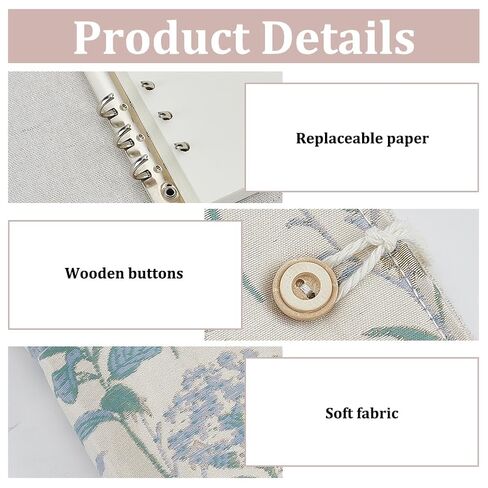 WEBEEDY A6 Binder Flower Embroidery Notebook Refillable Journal Gifts for Women, 6-Ring Floral Embroidered Pocket Binders Notebook Organizer Blank with Zipper Pocket for Women Office Supplies (5"x7", Unlined) in Saudi Arabia