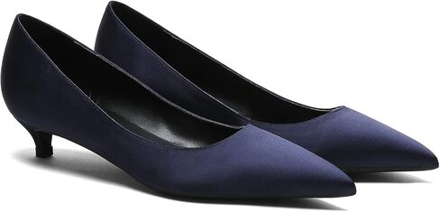 MOOMMO Low Kitten Heel Pumps for Women Pointed Toe Satin Dress Shoes Slip On 1 Inch Low Heel Work Pumps Chic Basic Casual Office Evening Party Bridal Pump Shoes 4-13 M US in Saudi Arabia