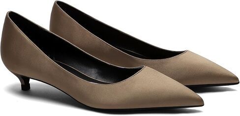 MOOMMO Low Kitten Heel Pumps for Women Pointed Toe Satin Dress Shoes Slip On 1 Inch Low Heel Work Pumps Chic Basic Casual Office Evening Party Bridal Pump Shoes 4-13 M US in Saudi Arabia