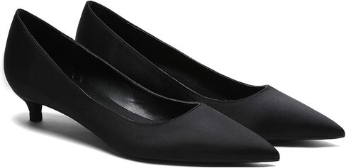 MOOMMO Low Kitten Heel Pumps for Women Pointed Toe Satin Dress Shoes Slip On 1 Inch Low Heel Work Pumps Chic Basic Casual Office Evening Party Bridal Pump Shoes 4-13 M US in Saudi Arabia