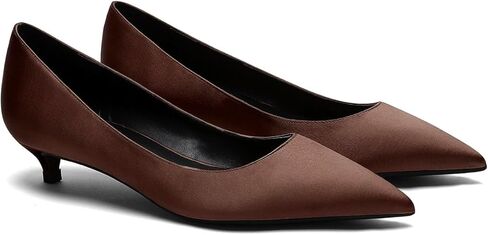 MOOMMO Low Kitten Heel Pumps for Women Pointed Toe Satin Dress Shoes Slip On 1 Inch Low Heel Work Pumps Chic Basic Casual Office Evening Party Bridal Pump Shoes 4-13 M US in Saudi Arabia