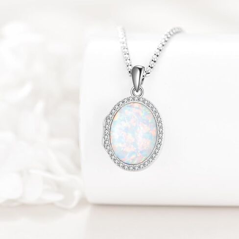 Locket Necklace Sterling Silver Turquoise/Opal/Moss Agate/Moonstone/Black Onyx/Lapis Lazuli/Blue Opal/Malachite Locket Photo Necklace Turquoise Jewelry Memorial Gifts for Women Mom Wife in Saudi Arabia