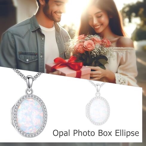 Locket Necklace Sterling Silver Turquoise/Opal/Moss Agate/Moonstone/Black Onyx/Lapis Lazuli/Blue Opal/Malachite Locket Photo Necklace Turquoise Jewelry Memorial Gifts for Women Mom Wife in Saudi Arabia