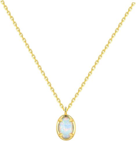 Opal Necklaces for Women Dainty 18K Gold Plated Oval White Opal Pendant Necklace hypoallergenic Natural Simple Opal Jewelry Birthday Gift for Mom in Saudi Arabia