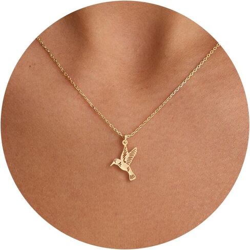 Gold Necklace -14K Gold Plated Ladybug,Honeycomb,Dragonfly Pigeon Bird,Hummingbird Necklace for Women Dainty Simple Jewelry Gifts in Kuwait