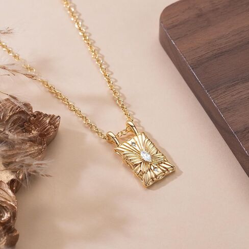 Gold Necklace for Women 14K Gold Necklaces for Women Butterfly Pendant Necklaces Butterfly Texture with Oval Cubic Zirconia Necklace in Saudi Arabia