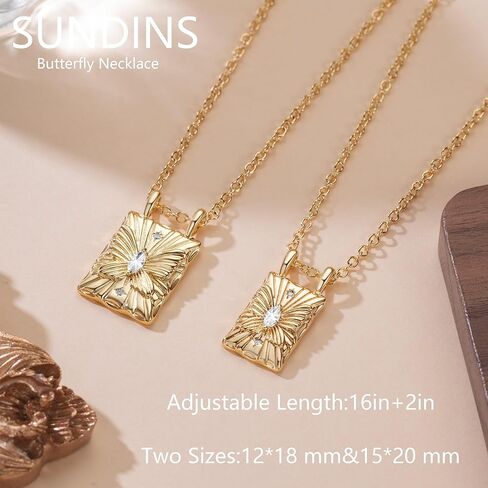 Gold Necklace for Women 14K Gold Necklaces for Women Butterfly Pendant Necklaces Butterfly Texture with Oval Cubic Zirconia Necklace in Saudi Arabia