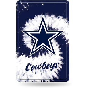 Rico Industries NFL Dallas Cowboys Tie Dye Large Metal Sign 11" x 17" Large Metal Home Décor Sign