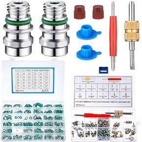 599 Pcs Car Air Conditioner Repair Kit Valve Core O Ring and Service Valve Accessories with Caps R12 R134a Refrigeration Valve Core with Remover Installer Tool Rubber Washer