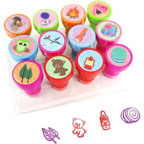 TINYMILLS 12 Pcs Camping Stamp Kit for Kids Self Inking Stamps Party Favors Gift Rewards Teacher Stamps