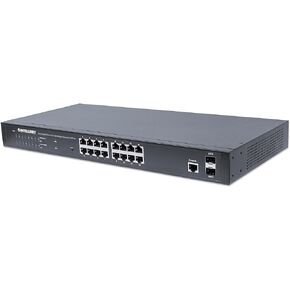 Intellinet 16 Port Gigabit Managed PoE Switch - POE Power Budget of 374W, 2 SFP Slots, Self-Healing, IPv4/v6, 19" Rackmount –3 Yr Mfg Warranty-561198
