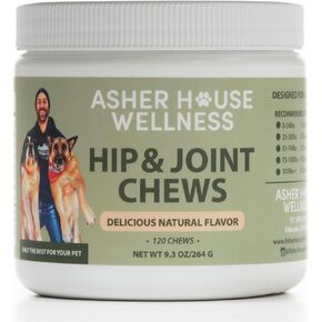 ASHER HOUSE WELLNESS | Hip and Joint Soft Chew Supplement for Dogs | All Natural | 120 Chews | Glucosamine | Condroitin