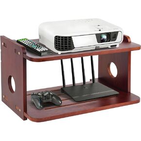 رف تثبيت لجهاز العرض، خشب أحمر - حامل جهاز العرض وحامل الرف، صندوق تخزين لجهاز التوجيه والمودم وشريط الطاقة وسلسلة Xbox وPS5 وPS4 in Kuwait