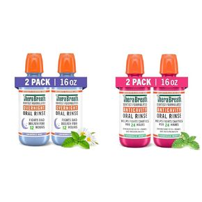TheraBreath Overnight Mouthwash Pack of 2 and Toothpaste Pack of 2, Chamomile Mint Flavor, Dentist Formulated, Fights Bad Breath and Cavities