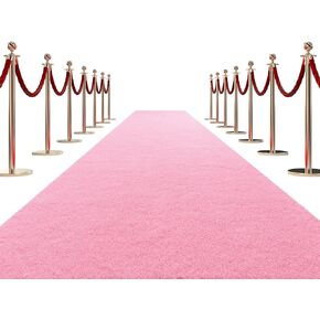 HOMBYS Extra Thick Pink Carpet Runner for Events, 3x10 Feet Not Slip Red Aisle Runway Rug for Party Wedding & Special Events Decorations