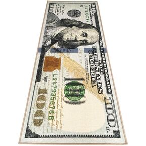 Money Rugs 100 Dollar Bill Runner Area Rug for Living Room Kitchen Rug Laundry Runner Rug Bedroom Bathroom Mat 78.7" x 31.5"