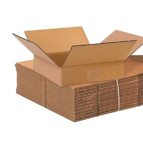 BOX USA 12 x 10 x 2 Corrugated Cardboard Boxes, Flat 12'L x 10'W x 2'H, Pack of 25 | Shipping, Packaging, Moving, Storage Box for Home or Business, Strong Wholesale Bulk Boxes